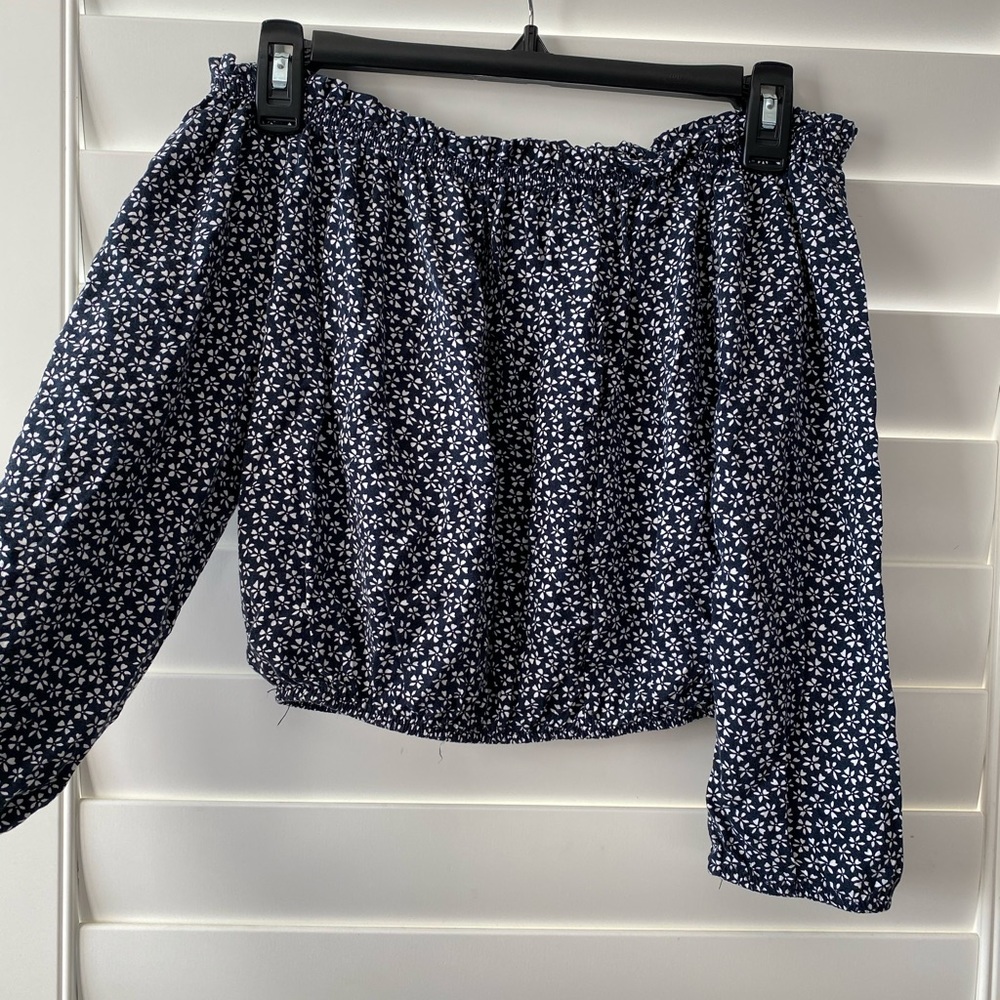 Floral long sleeve elastic crop top
